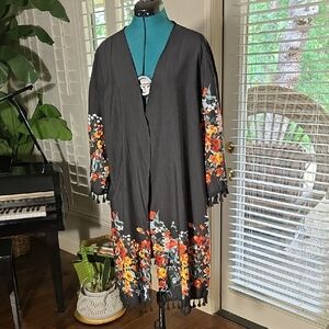 TEMU Floral Stamped Black Kimono Size 4XL